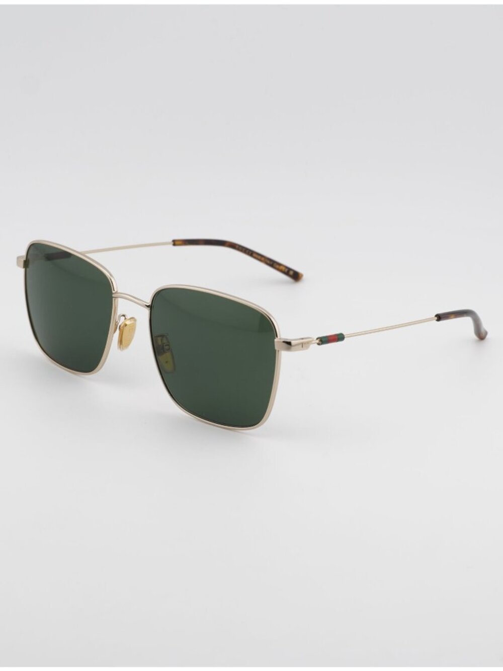 Gucci GG2097SK 002 Sunglasses Gold Square Frame, Green Lenses